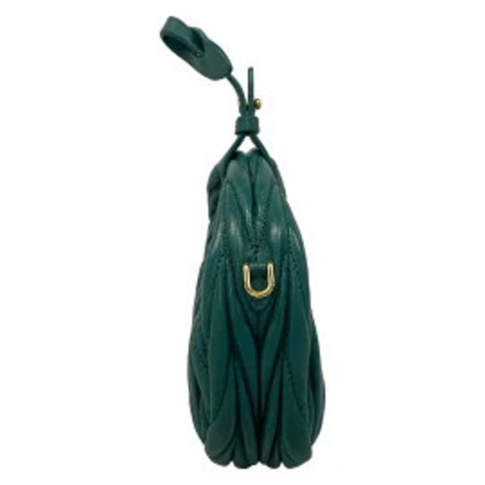 Miu Miu Wonder Matelasse Leather Hobo Bag Handbag Dark Green